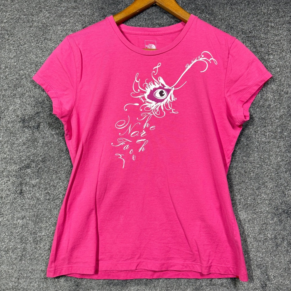 The North Face T-Shirt Womens L Pink Graphic Cotton Short Sleeve Crew Neck